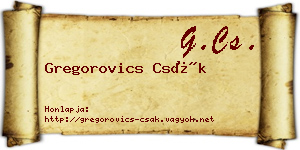Gregorovics Csák névjegykártya